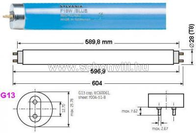 SYLVANIA 0002563 F18W/T8/B kék fénycső L=600mm 1.