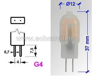 NBB 25510020 LED-es fényforrás matt 12V 1,4W G4 100lm WW meleg fehér 25000h Ø12x37mm SMD2835 LED 1.