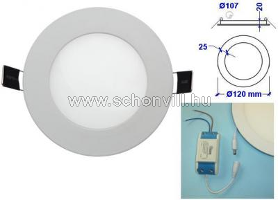 ALGINE ECO 6W beépíthető LED álmennyezeti mélysugárzó, fehér, 230V 350lm D=120mm WW 3000°K IP20 1.