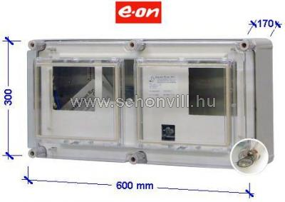 Csatári PVT EON 3060 Á-V Fm Fogyasztásmérő 1-fázisú 2-mérős fekvő 300x600x170mm vezérelt 1.