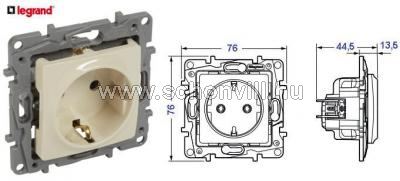 LEGRAND 764639 Niloé 2p+f aljzat csav.körmös bézs 1.