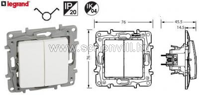 LEGRAND 764506 Niloé csillárkapcsoló betét, 10A, fehér billentyűvel 1.