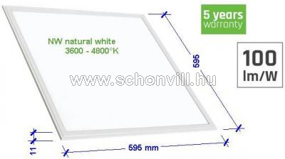 ALGINE LED 230V 32W IP20 600x600mm NW natúr fehér 4000°K, LED panel, alu., 230V 3240lm 5Y 1.