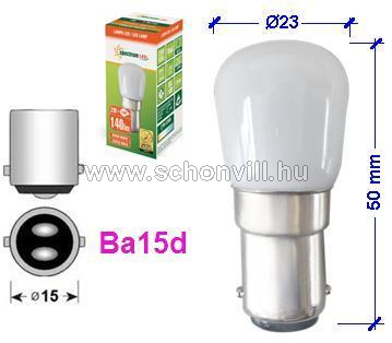 SPECTRUM 52323 opálbúrás jelzőizzó, 230V 2W 140lm Ba15d WW meleg fehér 3000°K 1.