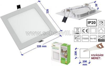 ALGINE ECO LED SQUARE 18W LED álmennyezeti lámpa, fehér 230V NW 4000°K 1250lm IP20 1.