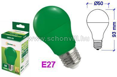 SPECTRUM 14111 zöld LED-es dekor fényforrás 230V 5W E27 17000h Ø50x93mm 270° 1.