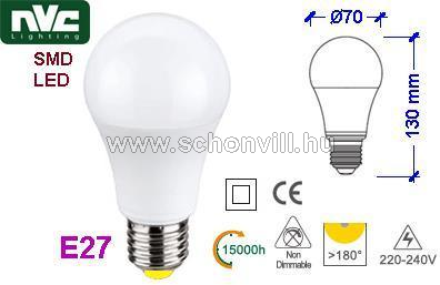 NVC LED A70I-EE 14W 3000K fényforrás 230V 14W E27 WW (meleg fehér) 1400lm 15000h Ø70x130mm 1.