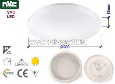 NVC NPXLED1008 12W 4000K LED-es menny. lámpa 230V 12W NW (natur fehér) 700lm IP20 30000h Ø280x85mm 1.