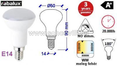 RÁBALUX 1626 LED-es fényforrás R50 E14 6W 230V 470lm 2700°K 20000h 1.