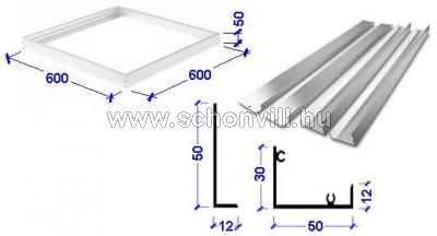 MLX HL0014458 kiemelő keret LED panelhez 600x600x50mm fehér alumínium 1.