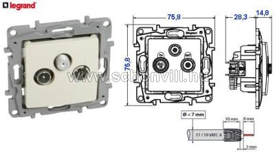 LEGRAND 764665 Niloé TV-RD-SAT aljzat végzáró (10dB), bézs 1.