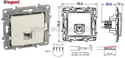 LEGRAND 764669 Niloé 1xRJ11 csatlakozóaljzat, bézs 1.