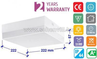 2R FSL DELUX S106 24W OM 4000K 1800lm felületre szerelhető szögletes mélysugárzó IP44 OM 1.