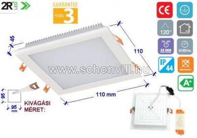 2R CAPRI S110 6W 4500K IP44 álmennyezeti süllyesztett LED-es lámpatest 110x110x45mm 1.