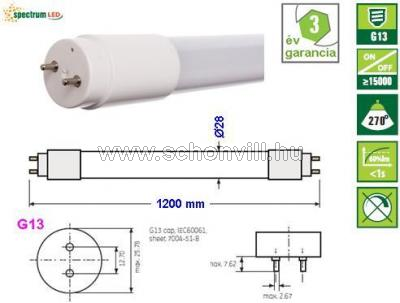 SPECTRUM 22382 LED-fénycső PREMIUM 18W, L=1200mm,2600lm; NW 1.