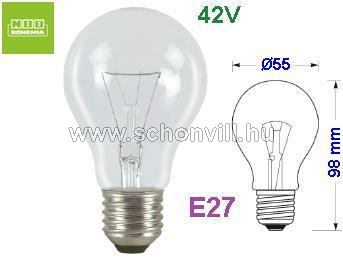 NBB 339015000 A55 75W 42V E27 Ø55x98 mm világos kisfeszültségű normál izzó 1.