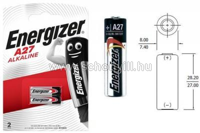 ENERGIZER A27 (E27A) miniatür alkáli elem 12V 22mAh 2db/bl. 1.