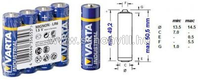 VARTA INDUSTRIAL PRO 4006 AA LR6 1,5V-os alkáli ceruza elem 4db/cs. 1.