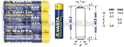 VARTA INDUSTRIAL PRO 4003 AAA LR03 1,5V-os alkáli mikro elem 4db/cs. 1.