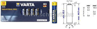 VARTA INDUSTRIAL PRO 4003 AAA LR03 1,5V tartós alkáli mikro elem 10db/cs. 1.