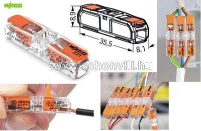 WAGO 221-2411 COMPACT vezeték összekötő, max. 4 mm²; 2 vezeték; áttetsző készülékház; 1.