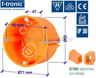 F-TRONIC E115 7350094 Gipszkarton szerelvénydoboz Ø68x47mm HWD1-45 1.