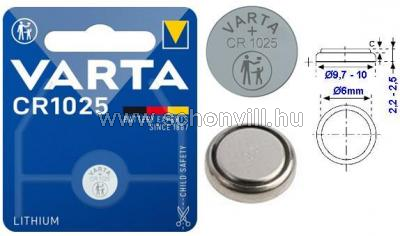 VARTA CR1025 Lithium 6125 3V 25mAh gombelem BL1 (1 db/bliszter) 1.