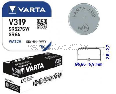 VARTA V319 ezüst-oxid gombelem 1,55V 21mAh SR527W SR64 1db/miniblister 1.